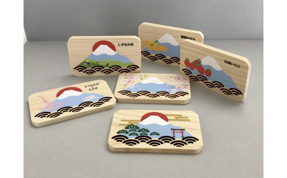 静岡県産ヒノキのマグネット《６種セット》静岡の風景を、ヒノキの香りとともに。□