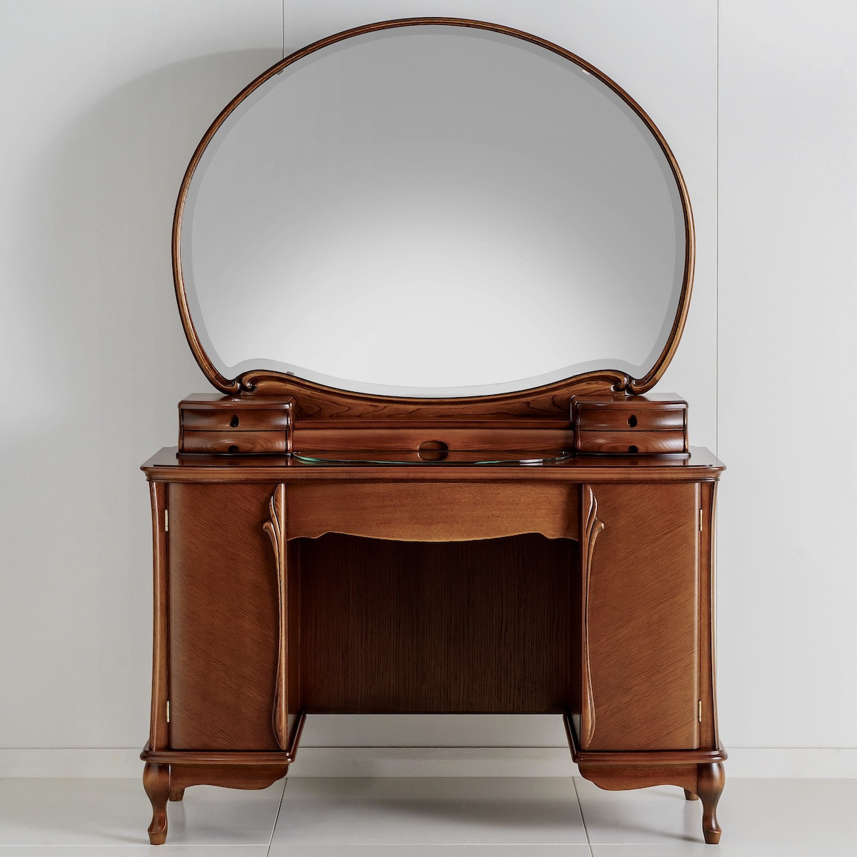 松永工房 Continue ドレッサー アロール一面 オフィシャル限定品 クラシック エレガント インテリア アンティーク調家具 木製 鏡台 ミラー ねこ脚 ヘアメイク メイク コスメ アクセサリー 収納 カンティーニュ【配送不可：沖縄・離島】