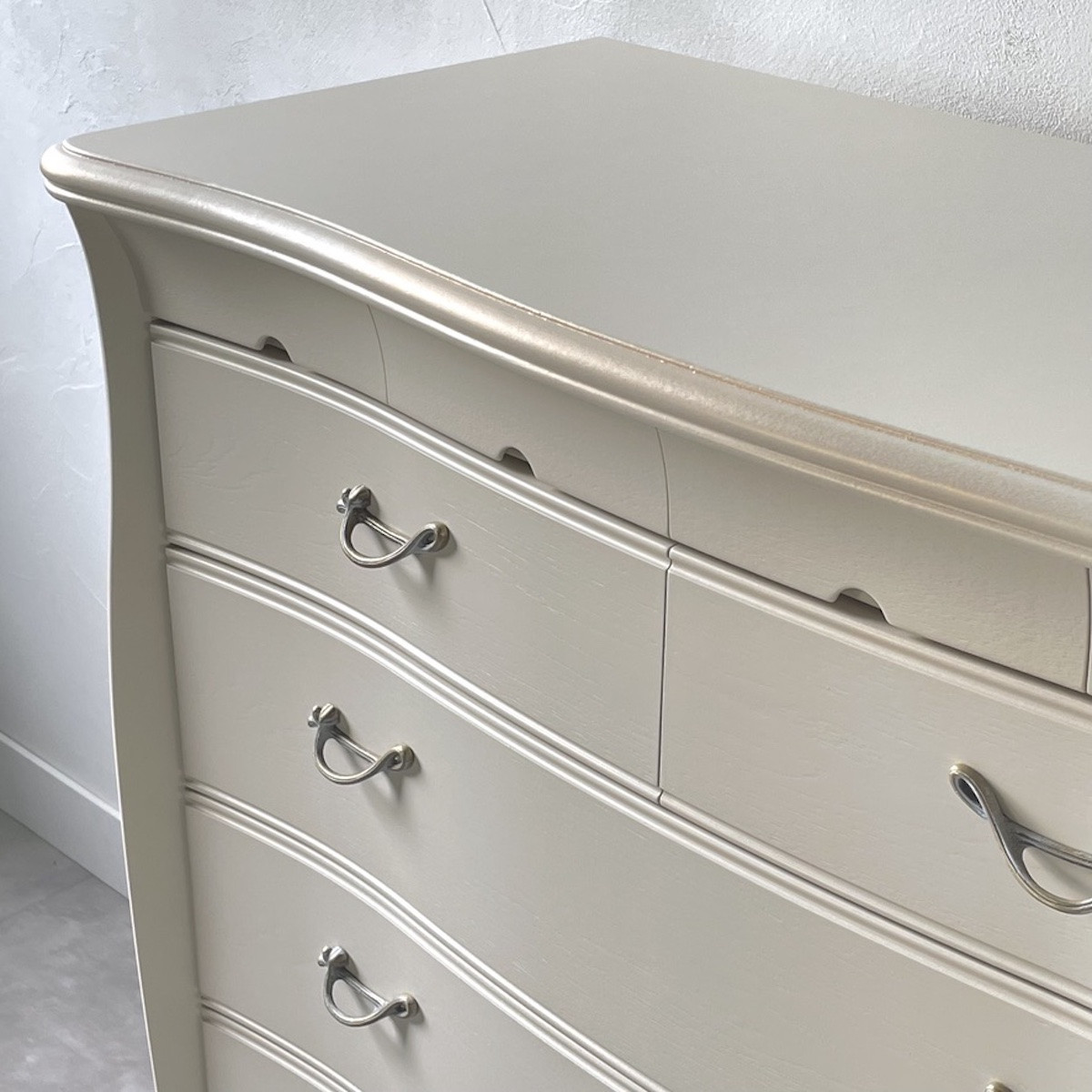 松永工房 Continue ハイチェスト ホワイトカラー  クラシック エレガント インテリア アンティーク調家具 木製 チェスト ねこ脚 タンス 収納家具 収納 カンティーニュ 寝室【配送不可：沖縄・離島】