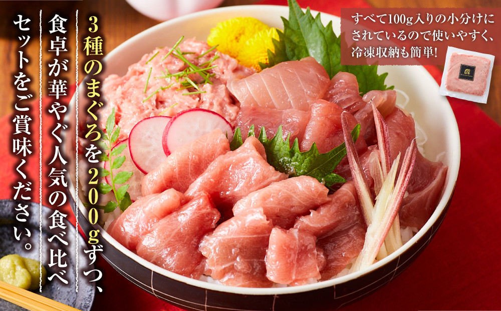 まぐろ食べ比べセット 計600g (200g 3種)：本鮪切落し200ｇ メバチ鮪切落し200ｇ 天然本鮪ねぎとろ200ｇ【静岡市清水】冷凍  マグロ  たたき ネギトロ丼 手巻き寿司 小分け 即席 海の幸 【配送不可：離島】◇