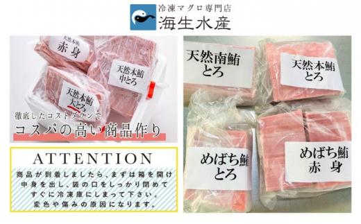 冷凍 鮪 とろざんまい（天然本鮪・天然南鮪・バチの三種の「とろ」とバチの「上赤身」のセット）静岡市 天然 まぐろ トロ マグロ 厳選 海生水産 海の幸■
