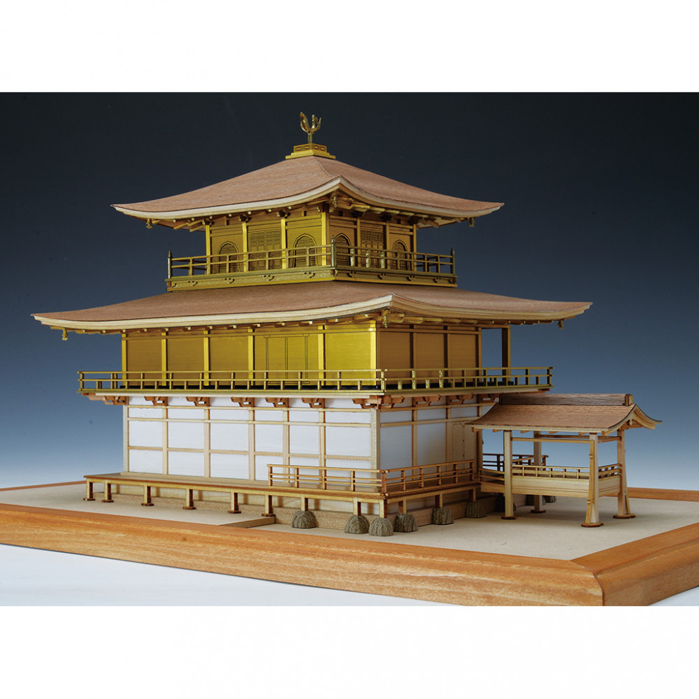 ウッディジョー　1/75　鹿苑寺金閣ゴールド仕様　木製模型キット