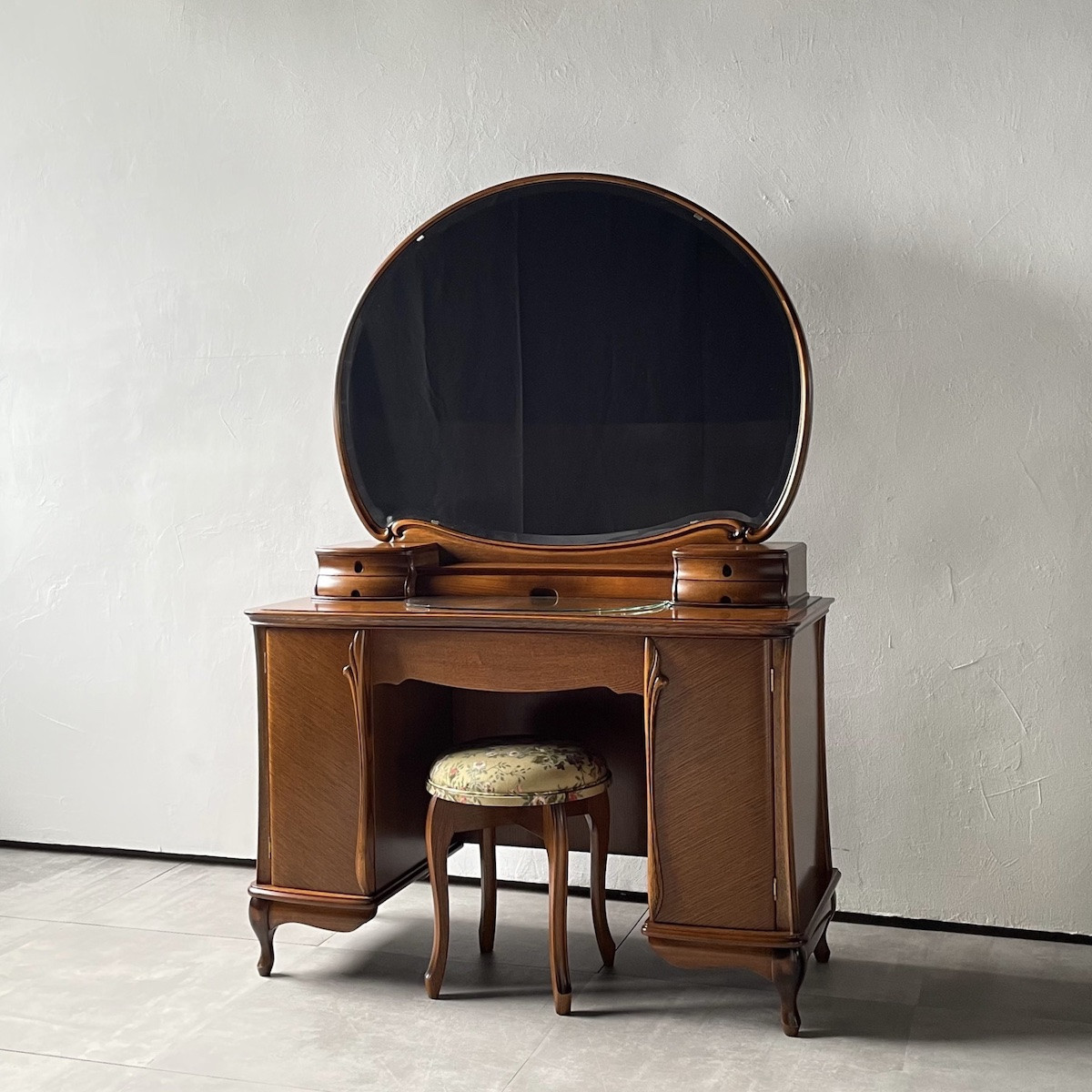 松永工房 Continue ドレッサー アロール一面 オフィシャル限定品 クラシック エレガント インテリア アンティーク調家具 木製 鏡台 ミラー ねこ脚 ヘアメイク メイク コスメ アクセサリー 収納 カンティーニュ【配送不可：沖縄・離島】