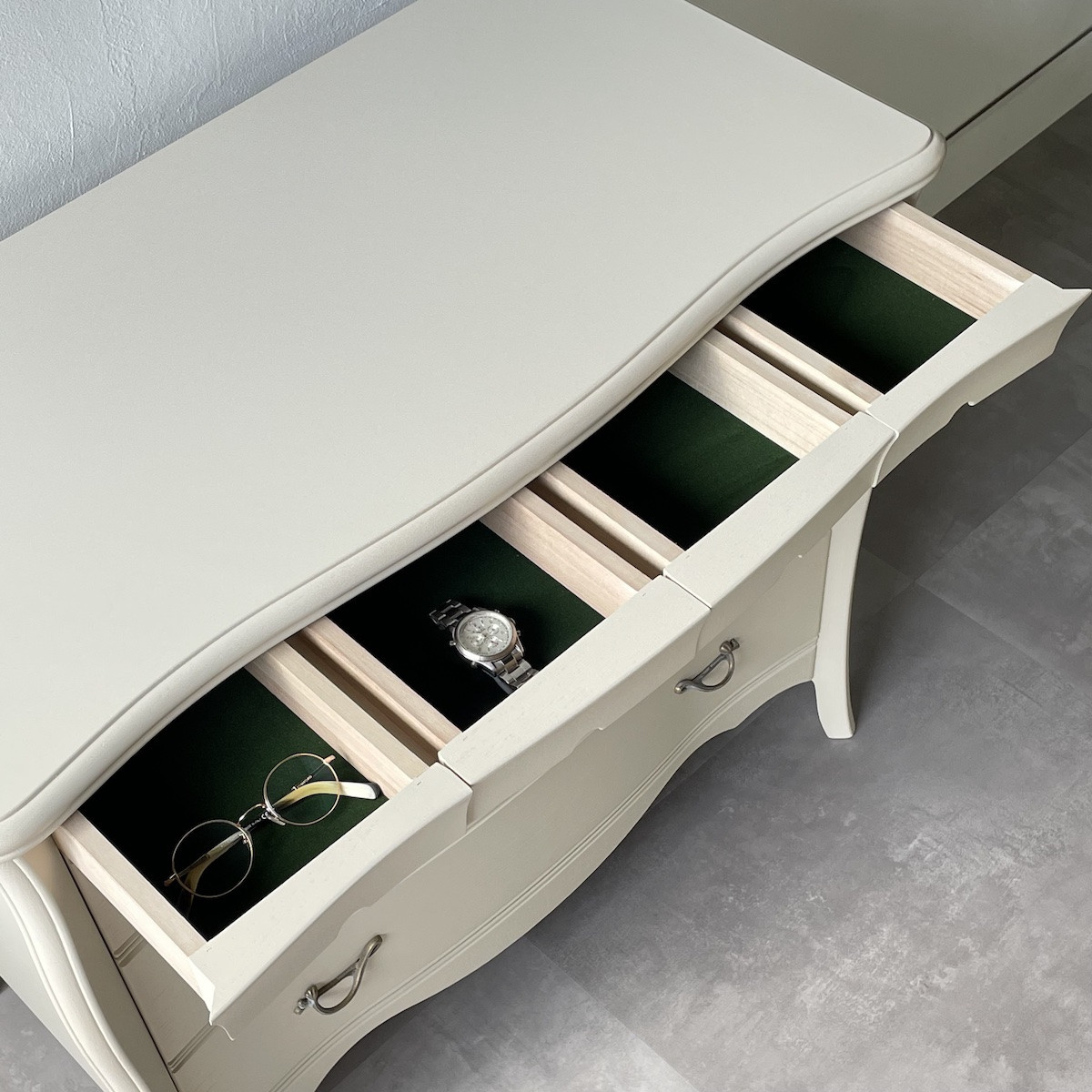 松永工房 Continue ハイチェスト ホワイトカラー  クラシック エレガント インテリア アンティーク調家具 木製 チェスト ねこ脚 タンス 収納家具 収納 カンティーニュ 寝室【配送不可：沖縄・離島】