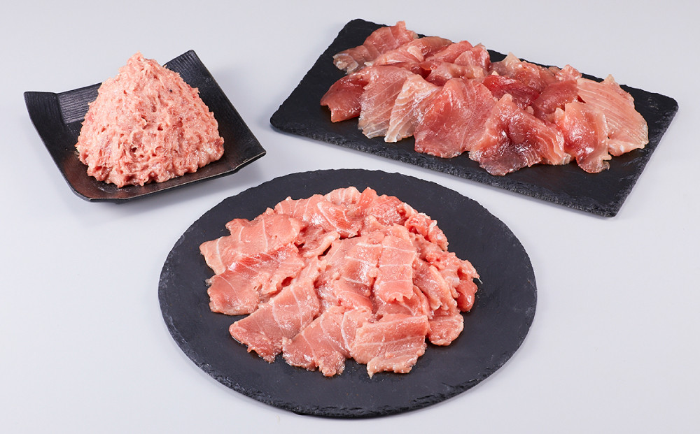 まぐろ食べ比べセット 計600g (200g 3種)：本鮪切落し200ｇ メバチ鮪切落し200ｇ 天然本鮪ねぎとろ200ｇ【静岡市清水】冷凍  マグロ  たたき ネギトロ丼 手巻き寿司 小分け 即席 海の幸 【配送不可：離島】◇