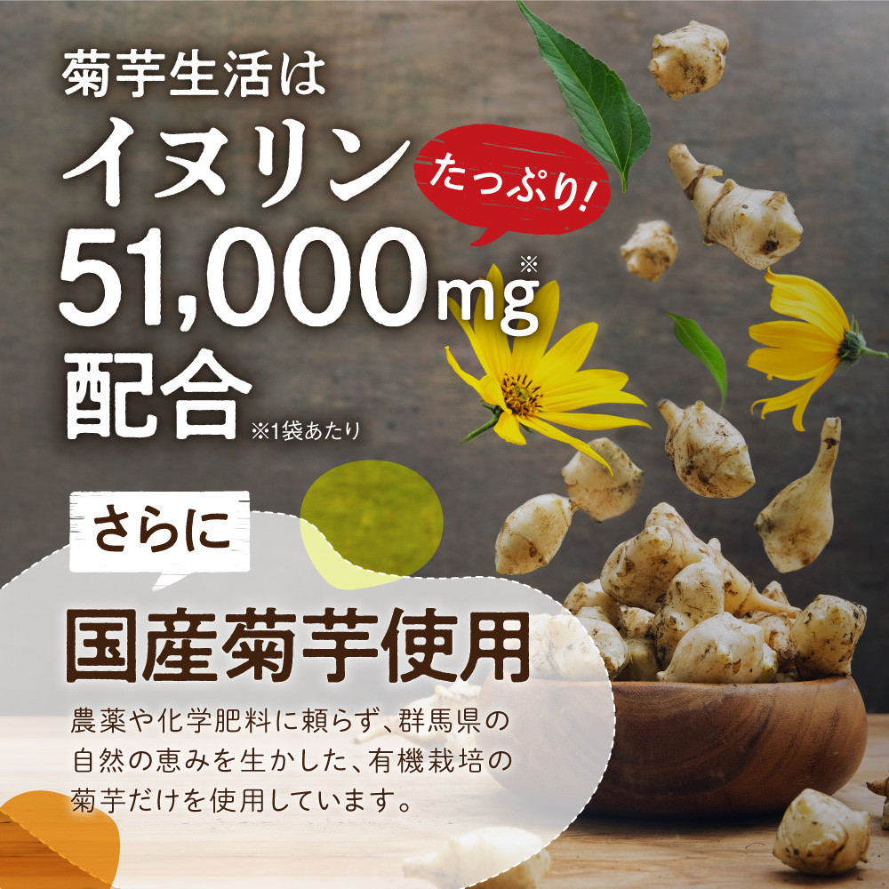 菊芋サプリメント 菊芋生活 国産 イヌリン 食物繊維 サラシア 難消化性デキストリン 240粒入り 3袋（3ヶ月分）