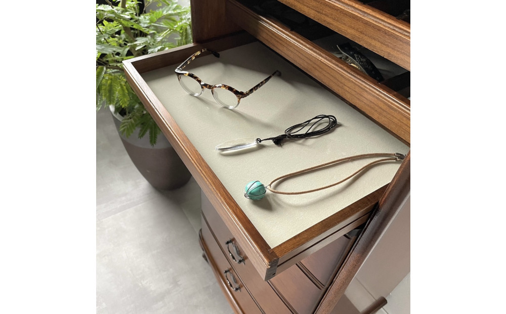 松永工房 Continue ジュエリーチェスト アンティークカラー クラシック エレガント アンティーク調家具 木製 アクセサリー 宝石 時計 眼鏡 収納 ミラー ねこ脚 ホワイトインテリア ロココ調 カンティーニュ【配送不可：沖縄・離島】