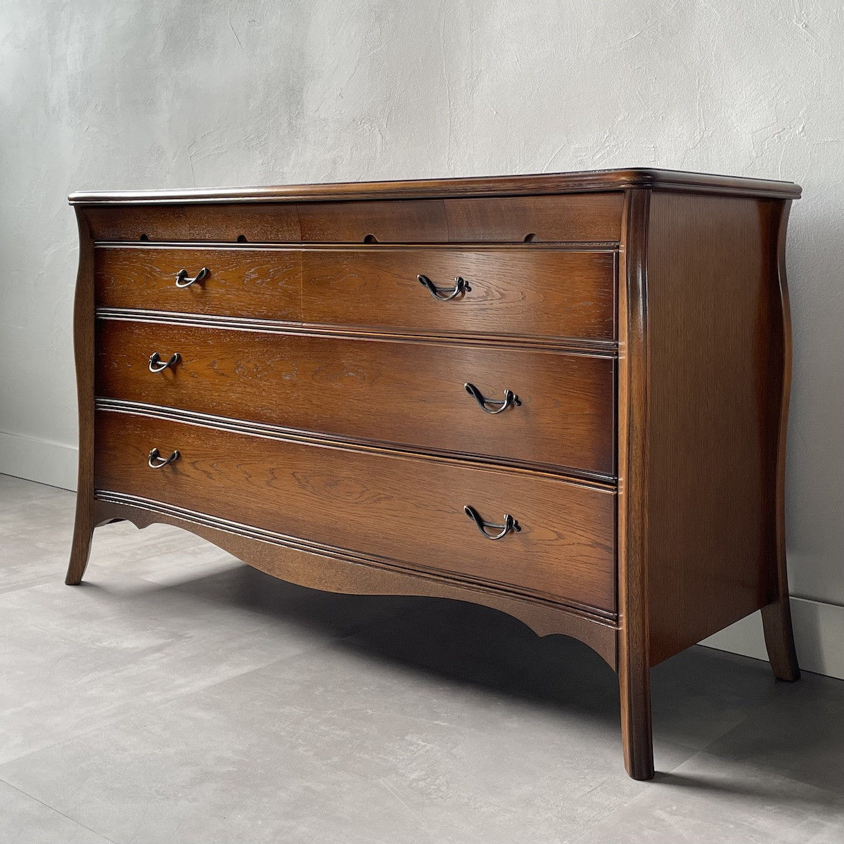 松永工房 Continue リビングチェスト オフィシャル限定品 アンティークカラー  クラシック エレガント インテリア アンティーク調家具 木製 チェスト ねこ脚 タンス 収納家具 収納 カンティーニュ 寝室 ロータイプ【配送不可：沖縄・離島】