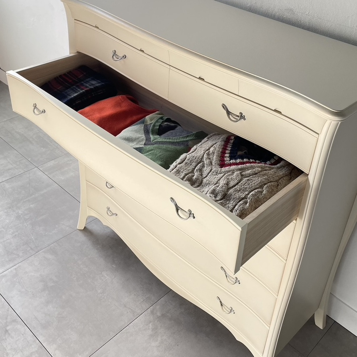 松永工房 Continue ビッグチェスト ホワイトカラー  クラシック エレガント インテリア アンティーク調家具 木製 チェスト ねこ脚 タンス 収納家具 収納 カンティーニュ 寝室【配送不可：沖縄・離島】