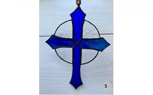 【ステンドグラス】クリスマスオーナメント（05:クロス）□