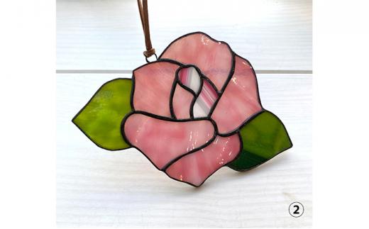 【ステンドグラス】キュートなオーナメント（02:バラ）□