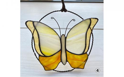 【ステンドグラス】キュートなオーナメント（04:バタフライ）□
