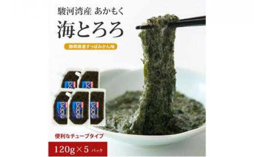 駿河湾産 味付 あかもく 海とろろ【すっぱみかん味】おすすめセット 120g×5パック 無添加 アカモク 静岡県静岡市 ギバサ 海藻 冷凍 小分け 海鮮 海産物□
