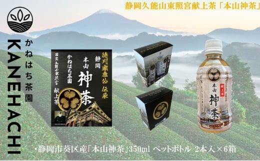 静岡久能山東照宮献上茶「本山神茶」 お茶 350ml ペットボトル 2本入×6箱 セット 静岡市葵区産 かねはち茶園 飲料 オススメお茶■