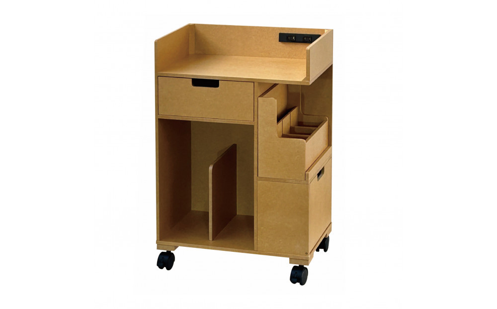 ＜静岡製作所＞パソコン作業ワゴン（小）　ナチュラル【沖縄・離島不可】