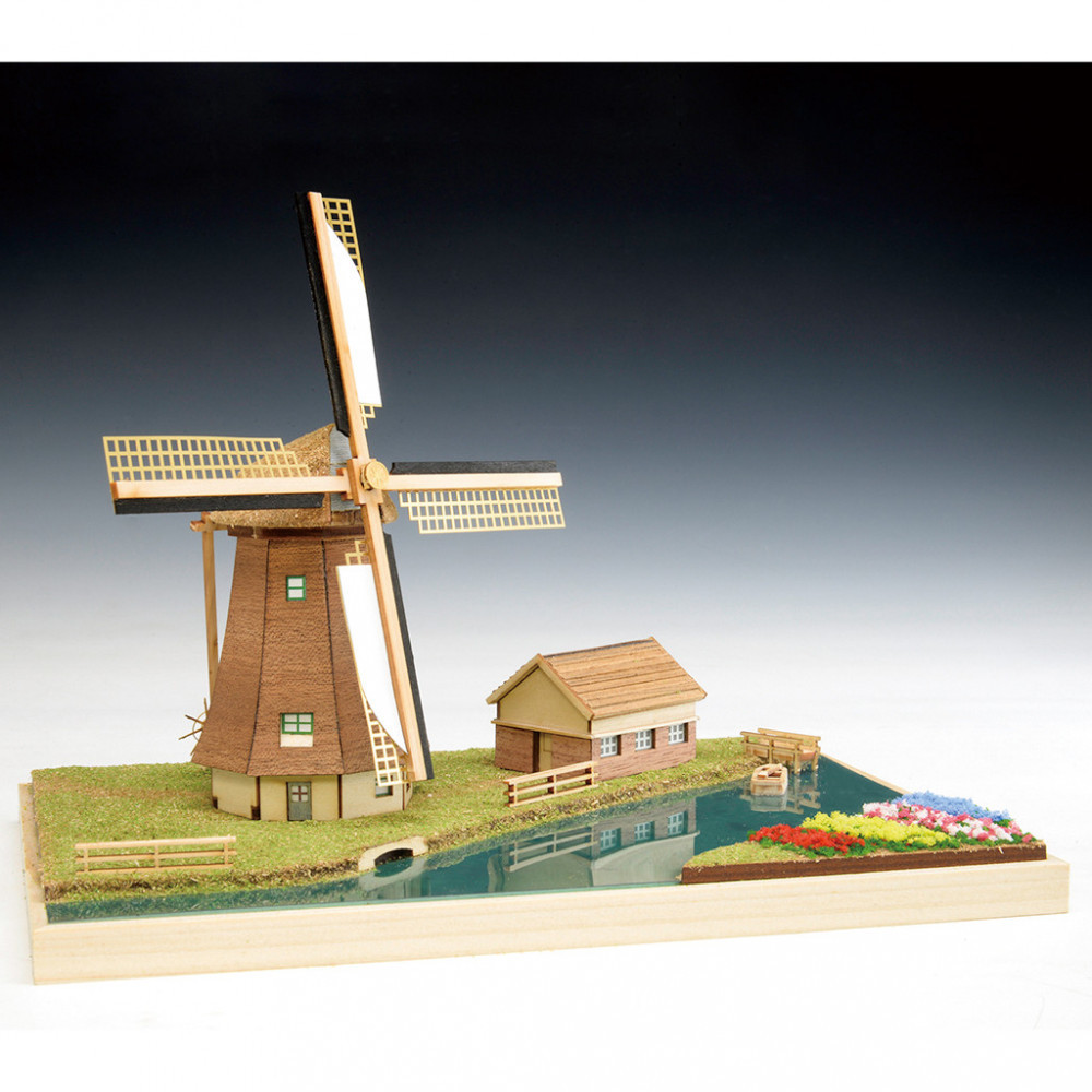 ウッディジョー　ヨーロッパの街並みシリーズ　オランダ・キンデルダイク　木製模型キット