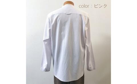 【遠州織物】武襯衣 先染ストライプドビー織シャツ メンズ ノーマリーデザイン　ピンク　Ｍ