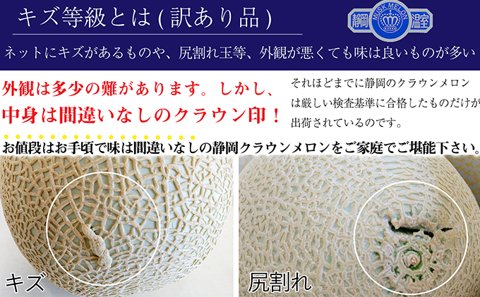 ワケありメロン2玉入り（クラウンメロン） 果物類 メロン青肉 訳あり フルーツ ※順次発送