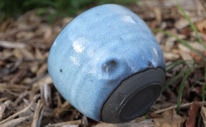 あんじ窯 陶  井口の（ペア）青白釉スープ碗（口径10.5cm 高さ7.5cm）