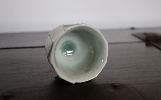 あんじ窯 陶  井口の（ペア）灰釉面取ぐい? 口径7cm 高さ5cm