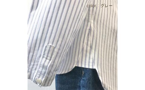 【遠州織物】武襯衣 先染ストライプドビー織シャツ ノーマリーデザイン　レディース グレー
