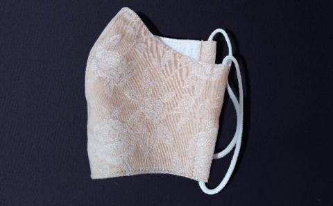 遠州織物ジャカード織　柿渋染めお洒落マスク 4枚セット（L×4）