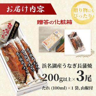 浜名湖産うなぎ特大・長蒲焼パック3枚入り【国産うなぎ】【配送不可：離島】