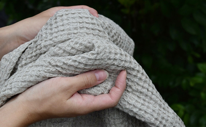 【日本製】リネンタオル バスタオル1枚＆フェイスタオル2枚セット 遠州織物 リネン100％ ワッフル織り