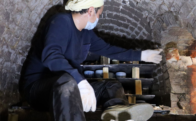 あんじ窯 陶  井口の（ペア）灰釉面取ぐい? 口径7cm 高さ5cm