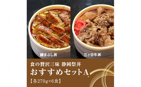 静岡祭丼  おすすめセット A （浜名湖鰻まぶし丼・三ヶ日牛丼 各3食）【配送不可：離島】