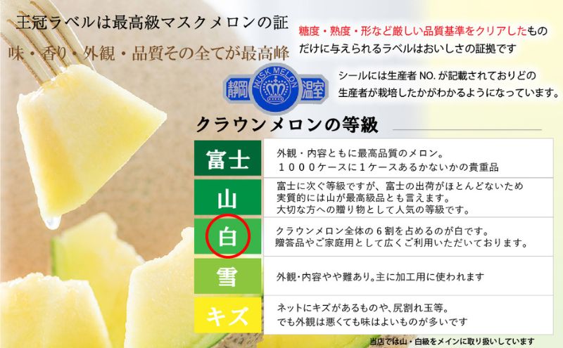 クラウンメロン【並(白等級)】特大玉(1.5kg前後)3玉入り