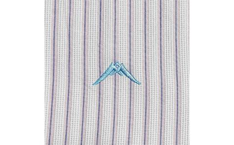 【遠州織物】武襯衣 先染ストライプドビー織シャツ　レディース 長袖 ピンク