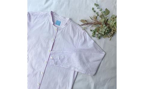 【遠州織物】武襯衣 先染ストライプドビー織シャツ ノーマリーデザイン　レディース ピンク