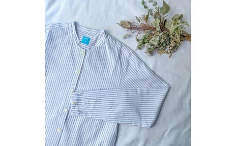 【遠州織物】武襯衣 先染ストライプドビー織シャツ ノーマリーデザイン　レディース グレー