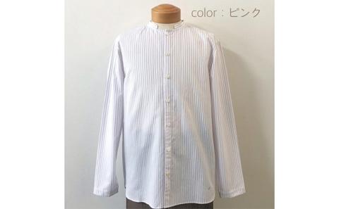 【遠州織物】武襯衣 先染ストライプドビー織シャツ メンズ ノーマリーデザイン　ピンク　Ｌ