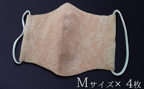 遠州織物ジャカード織　柿渋染めお洒落マスク 4枚セット（M×4）