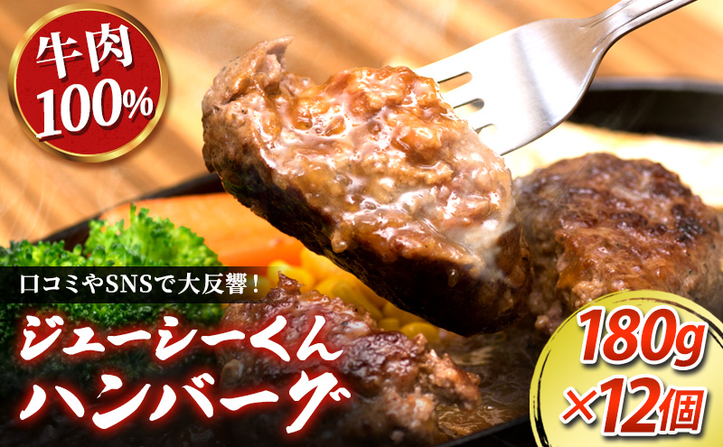 【TVで紹介されました】ジューシーくんハンバーグ 180g 12個 セット 詰め合わせ 牛肉100% ジューシーくん ハンバーグ 牛肉 牛 肉 お肉 加工品 加工食品 惣菜 お惣菜 焼くだけ 牛肉ハンバーグ 冷凍ハンバーグ 静岡 浜松市