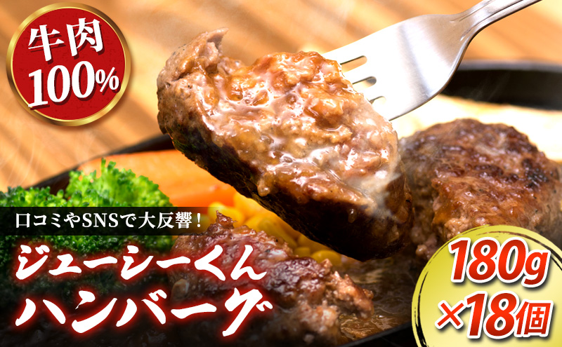 【TVで紹介されました】ジューシーくんハンバーグ 180g 18個 セット 詰め合わせ 牛肉100% ジューシーくん ハンバーグ 牛肉 牛 肉 お肉 加工品 加工食品 惣菜 お惣菜 焼くだけ 牛肉ハンバーグ 冷凍ハンバーグ 静岡 浜松市