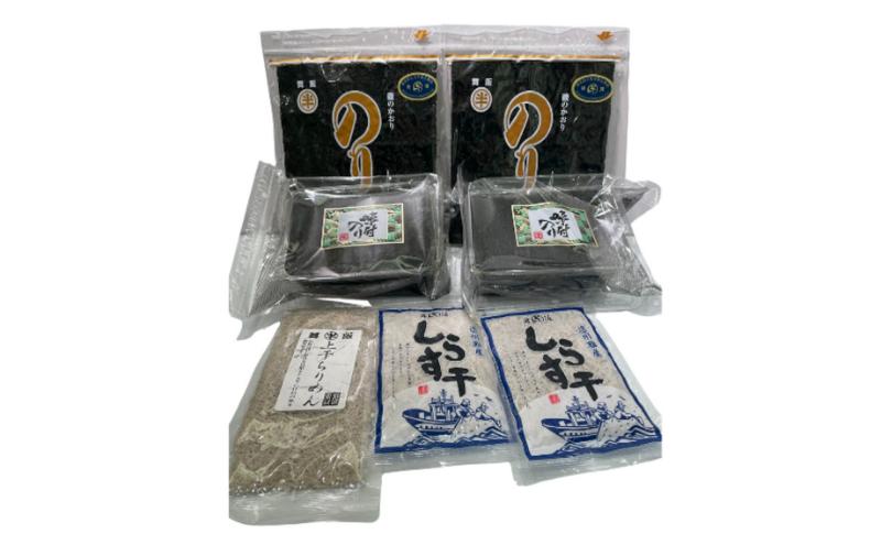 〈丸半堀江商店〉自然の恵みを少しずつ、ちりめん・しらす・海苔2種お試しセット【配送不可：離島】