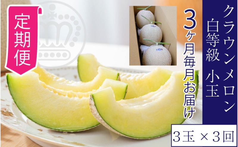 【3ヶ月定期便】クラウンメロン【並（白等級）】小玉（1.1kg前後）3玉入り
