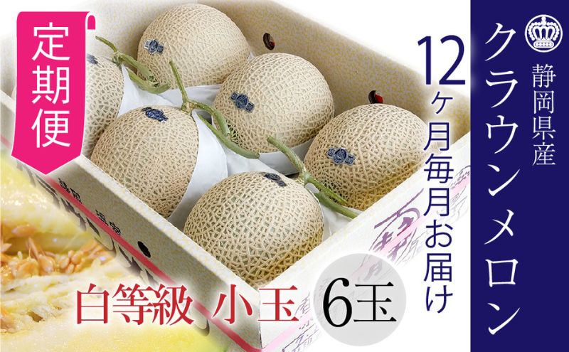 【12ヶ月定期便】クラウンメロン【並（白等級）】小玉（1.1kg前後）6玉入り