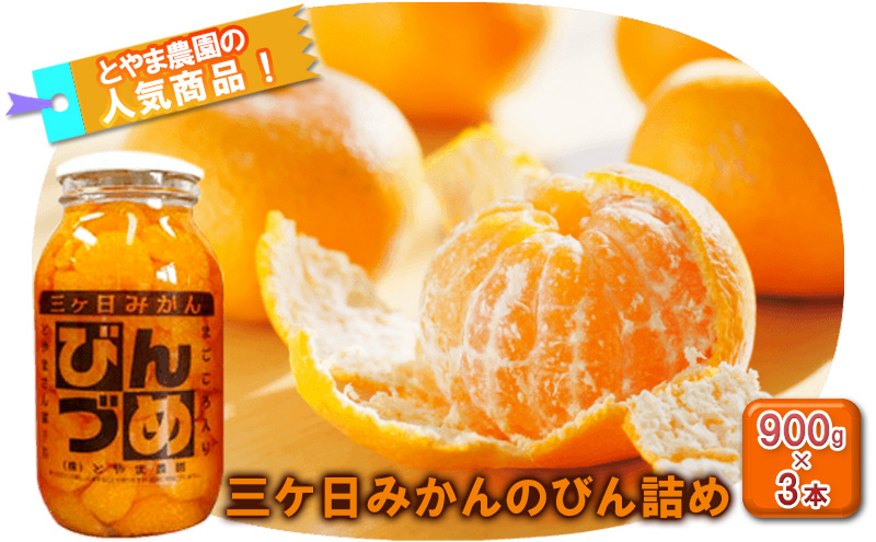 三ヶ日みかん　みかんの瓶詰詰め合わせ3本セット（900g×3本セット）