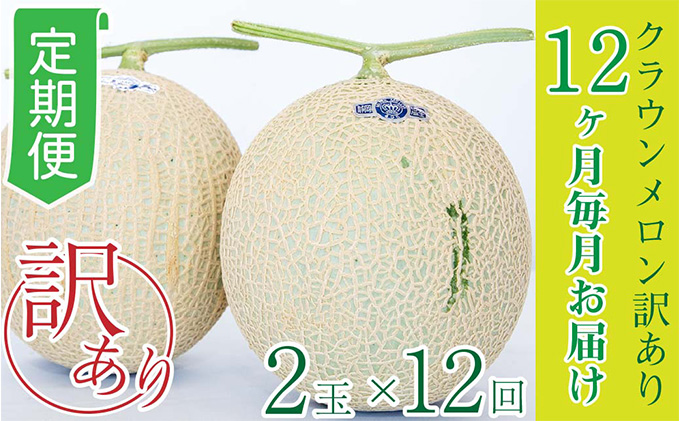 【12か月定期便】クラウンメロン 訳あり2玉