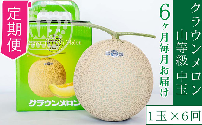 【6か月定期便】クラウンメロン【上（山等級）】中玉（1.3kg前後）1玉入り