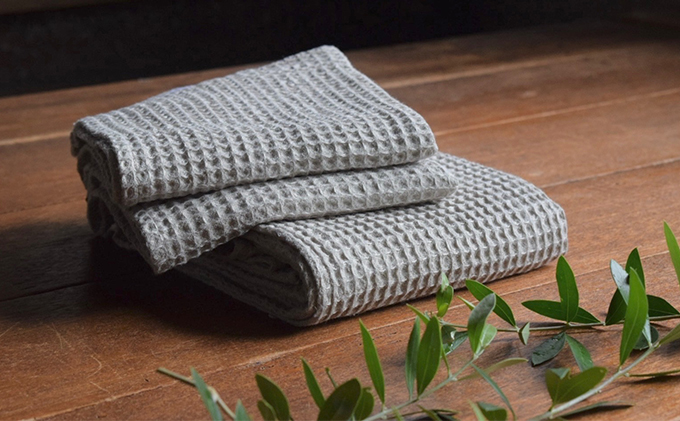【日本製】リネンタオル バスタオル1枚＆フェイスタオル2枚セット 遠州織物 リネン100％ ワッフル織り
