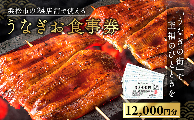 お食事券 うなぎ 浜松市24店舗で使える 12000円 食事券 補助券 チケット レストラン 料理屋 鰻 ウナギ 丑の日 土用の丑の日 静岡 静岡県 浜松市