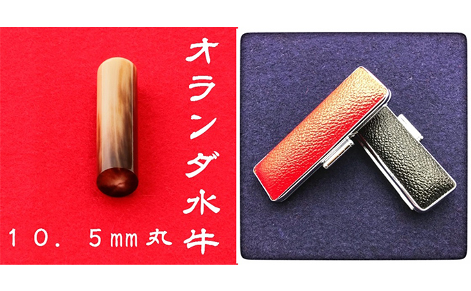 オランダ水牛10.5mm（5書体）牛革ケース（黒） 民芸品 工芸