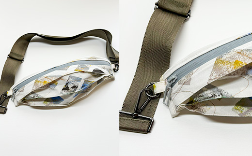 ボディバッグ Weave tide- 潮汐（イエロー × ブルー）古橋織布 織物職人が作る上質な肌ざわりのバッグ 遠州織物 ユニセックス 男女兼用 1点物 ペイント おしゃれ シャトル織機 浜松市