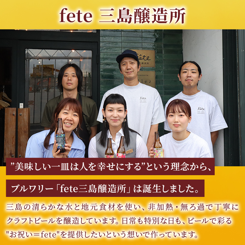 クラフトビール fete三島醸造所 Nishiura Soleil 計6本 定番 レモン ライム ハーブ フルーツ 湧水 酒 麦酒 ホップ 贈答 おすすめ 父の日 母の日 お祝い ギフト プレゼント パーティー 三島市 静岡県