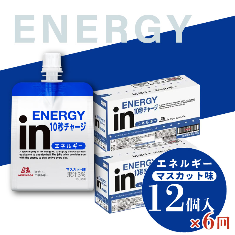 定期便 6回 inゼリー エネルギー 12個入り マスカット 味 180g×12個×6回 インゼリー ゼリー飲料 ゼリー まとめ買い 森永製菓 森永 栄養補給 エネルギー 10秒チャージ スポーツ 飲むゼリー 小腹 非常食 杉山 常温保存 手軽 三島市 静岡県
